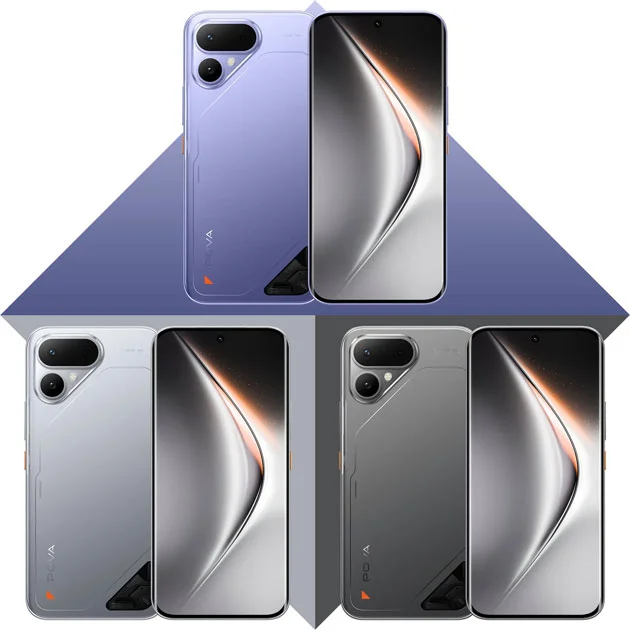 Four smartphones in various colors.