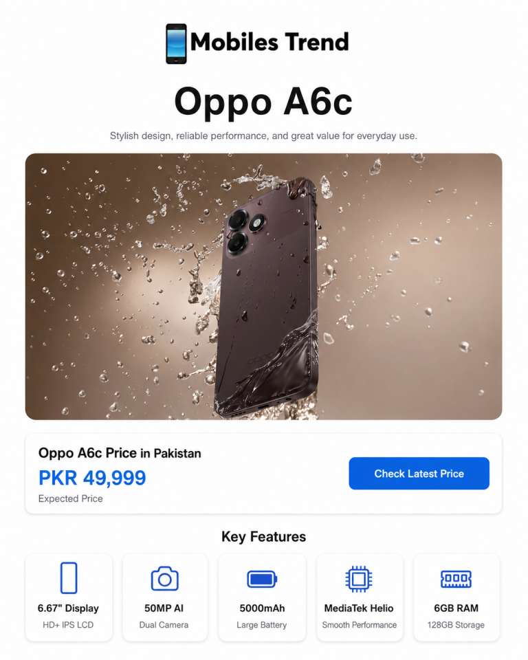 OPPO A6c expected price in Pakistan