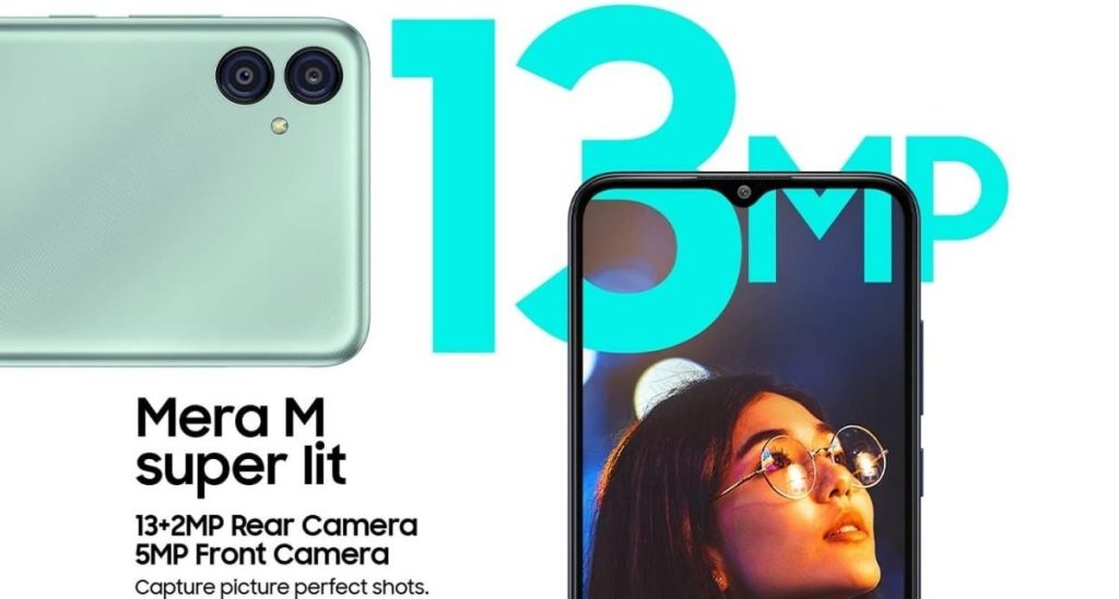 Samsung Galaxy M04 13MP rear camera LED flash budget phone