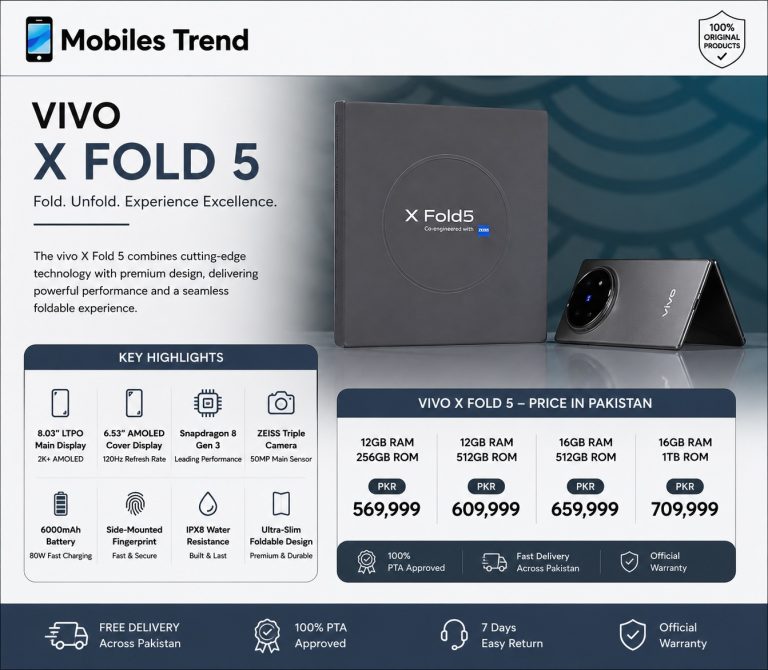 Vivo X Fold5 price in Pakistan 2026 Rs 569999 official foldable smartphone