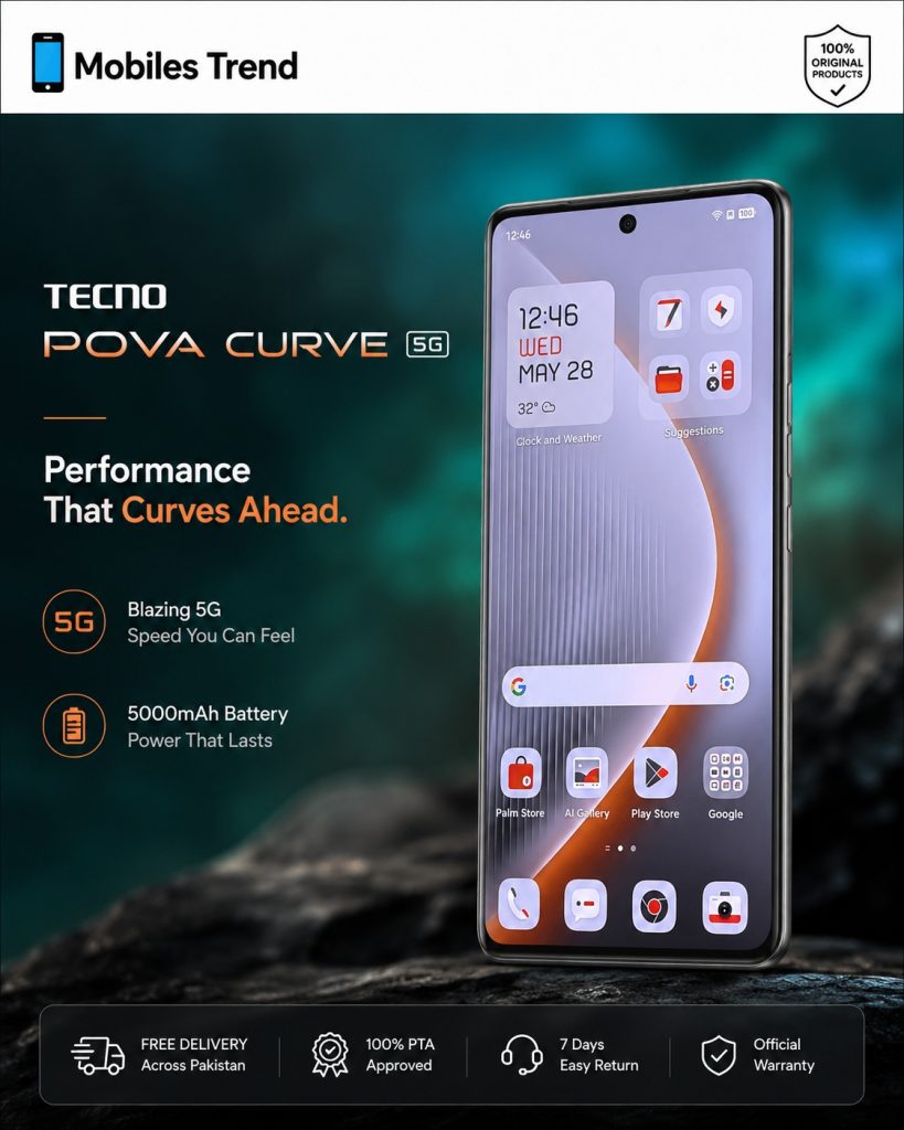 Tecno Pova Curve 5G curved edge AMOLED display 144Hz 1300 nits Gorilla Glass 5