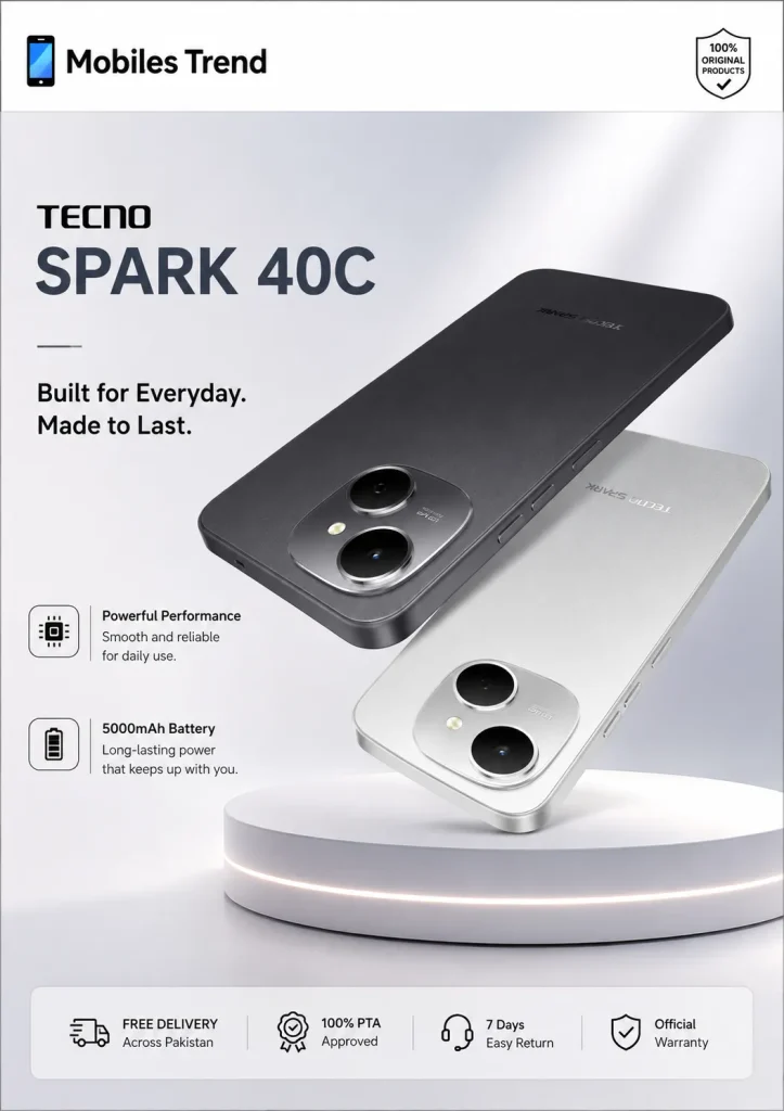 Tecno Spark 40C price in Pakistan with budget-friendly features and stylish design