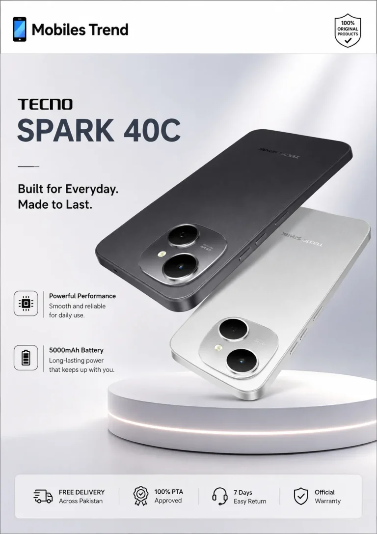 Tecno Spark 40C price in Pakistan with budget-friendly features and stylish design
