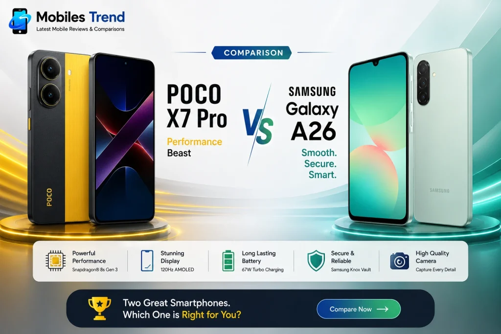 POCO X7 Pro vs Samsung Galaxy A26 5G Pakistan 2026 comparison Rs 89999 vs Rs 74999