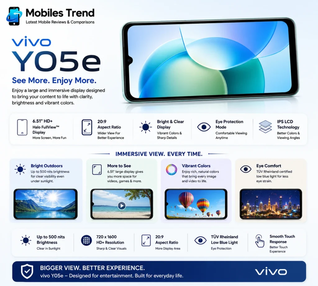 Vivo Y05e 6.74 inch IPS LCD 120Hz display closeup