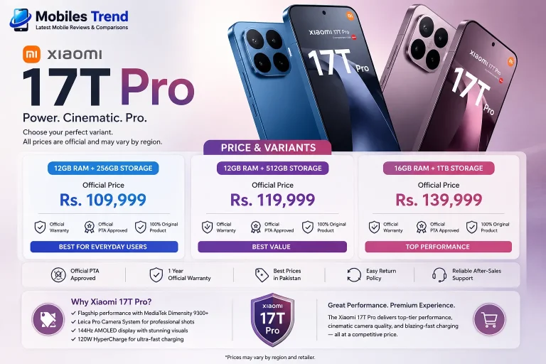 Xiaomi 17T Pro Leica camera price Pakistan 2026 Rs 279999 Deep Blue Violet