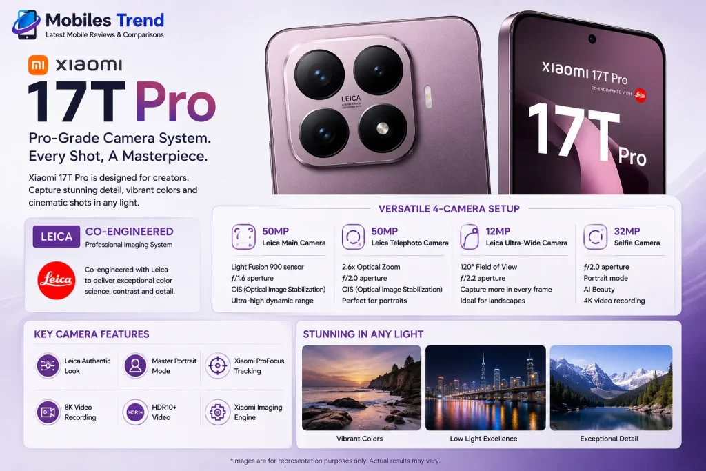 Xiaomi 17T Pro Leica triple camera 50MP 1.31 inch sensor 5x periscope zoom 8K video Pakistan