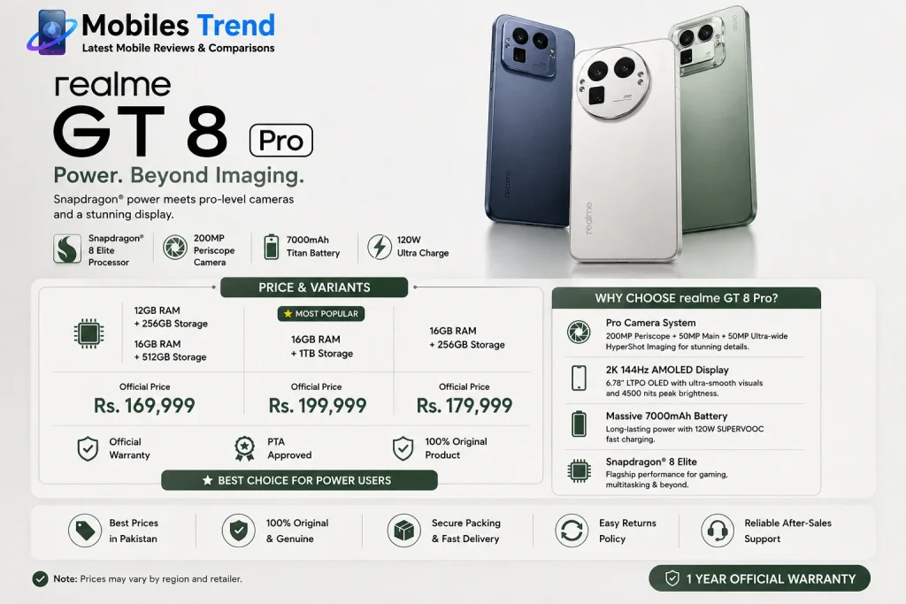 Realme GT 8 Pro features and Price in Pakistan Realme GT 8 Pro features price Pakistan 2026 Rs 199999 Aston Martin Green